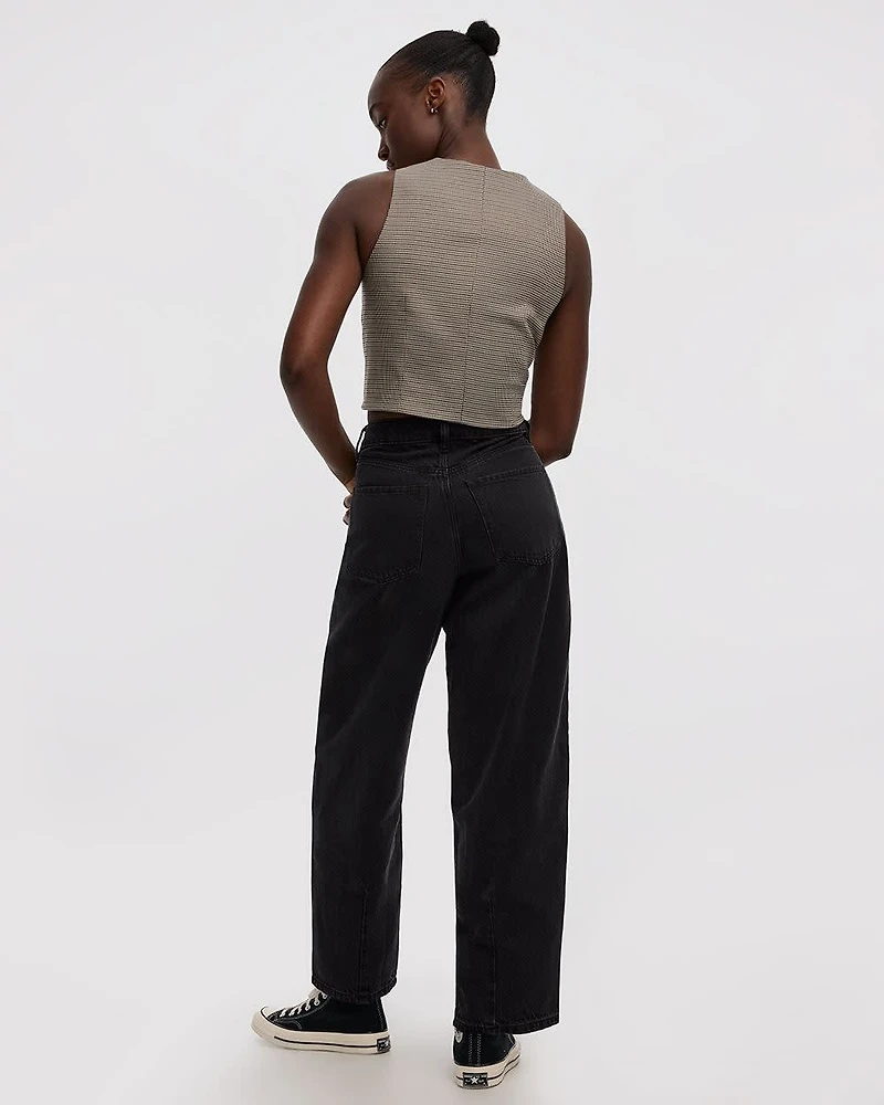 Houndstooth Sleeveless Crew-Neck Vest