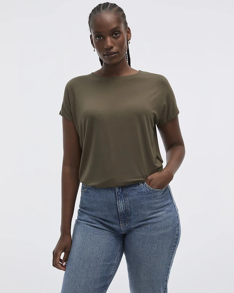 T-shirt à manches courtes dolman et col bateau