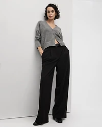 Long-Sleeve V-Neck Cardigan with Rhinestones