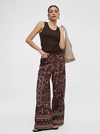Wide-Leg High-Rise Pull-On Pant