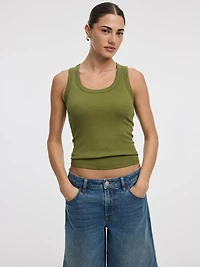 Scoop-Neck Ribbed Tank