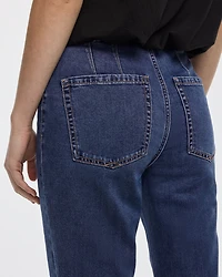 Jean à jambe évasée et taille mi-haute avec poches rabat