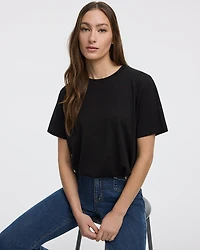Crew-Neck Tee with Bubble Hem