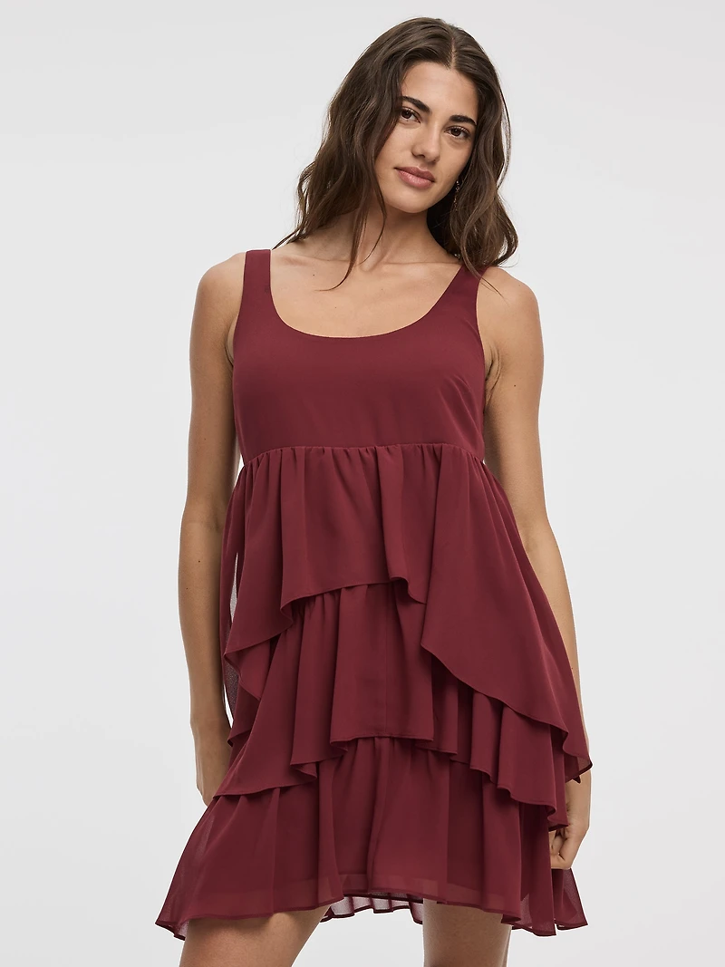 Sleeveless Scoop-Neck Tiered Dress