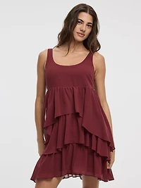 Sleeveless Scoop-Neck Tiered Dress