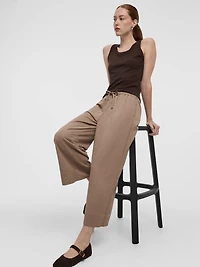 Pantalon court en tricot piqué à jambe large