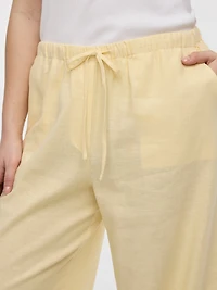 Pantalon à jambe large en mélange de lin