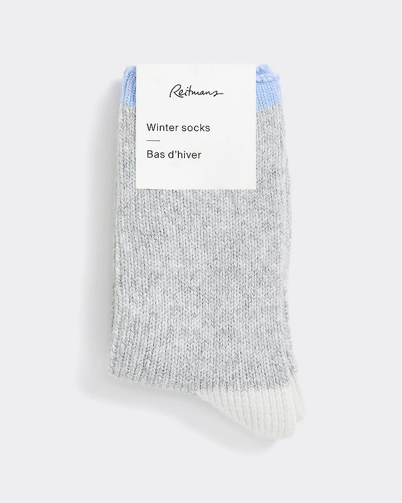 Winter Socks with Coloured Hem