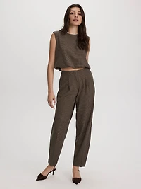 Houndstooth Mid-Rise Barrel Pants - The Timeless