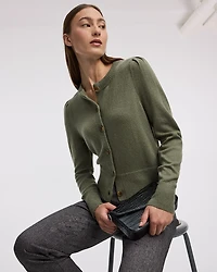 Cardigan à col rond en mélange de cachemire