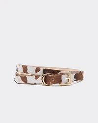 Faux Leather Belt with Cow Print