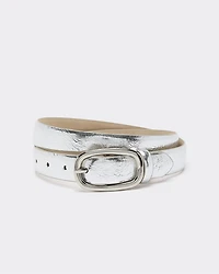 Metallic Faux Leather Belt