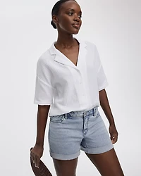 Mid-Rise Denim Shorts with Rolled Hem