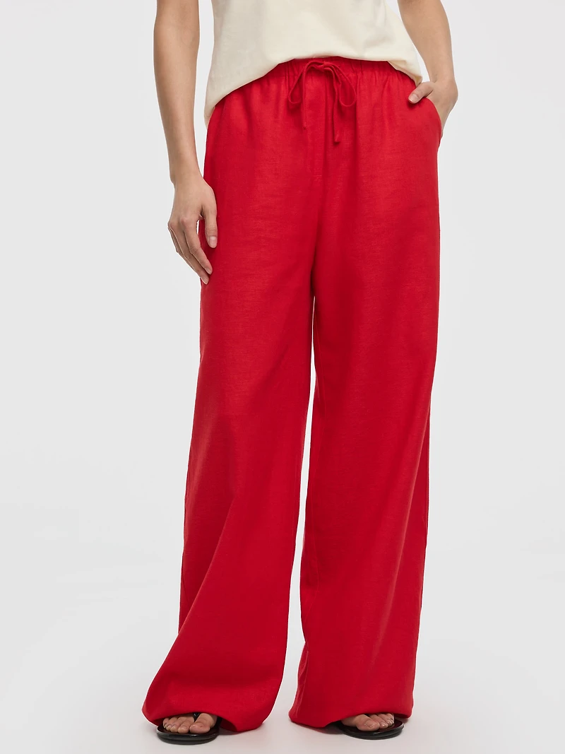 Wide-Leg Linen-Blend Pant