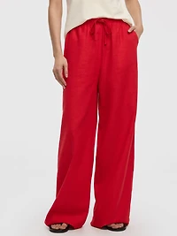 Wide-Leg Linen-Blend Pant