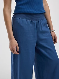 Cropped Wide-Leg Linen-Blend Pant