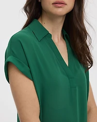 Extended-Sleeve V-Neck Flowy Blouse