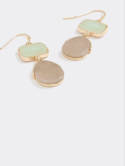 Two-Tone Earrings with Semi-Precious Stones