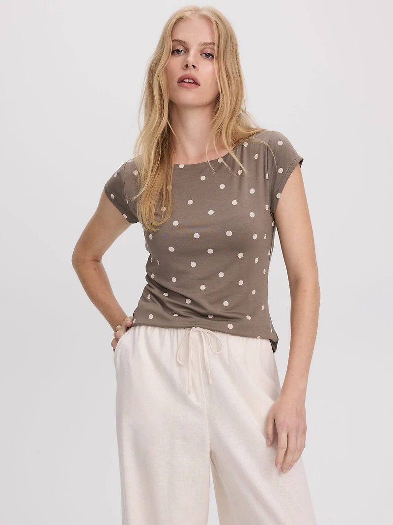 Extended-Sleeve Boat-Neck Top