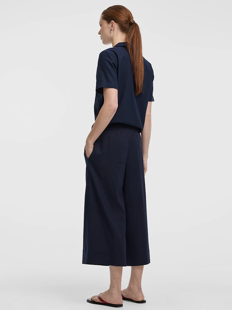 Cropped Wide-Leg Linen-Blend Pant
