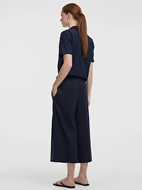 Cropped Wide-Leg Linen-Blend Pant
