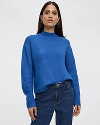 Long-Sleeve Mock-Neck Loose Pullover