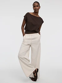 Wide-Leg Linen-Blend Pant