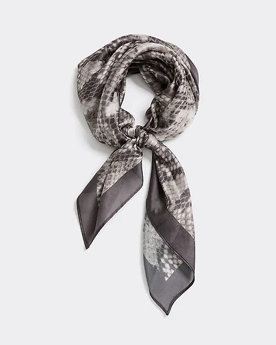 Square Scarf with Snakeskin Print