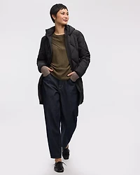 Manteau long à capuchon matelassé