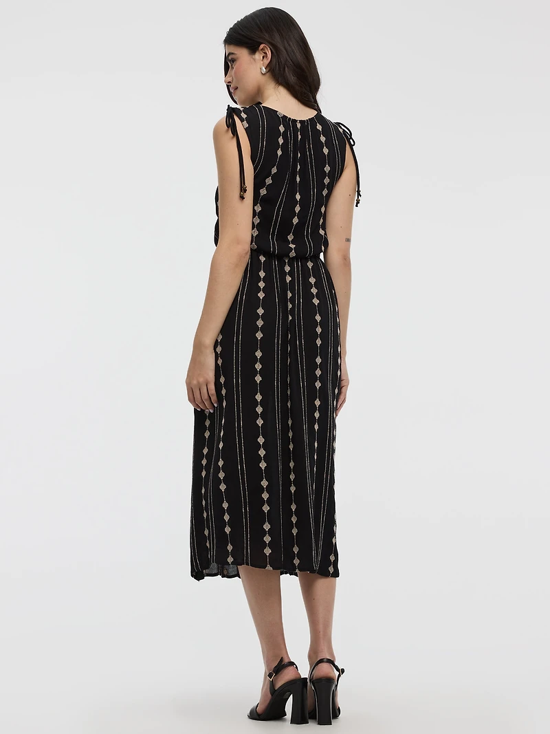 Robe midi sans manches à col V