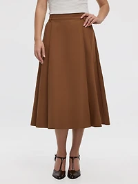 Pleated A-Line Midi Skirt