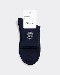 Bas cheville côtelés avec emblème brodé