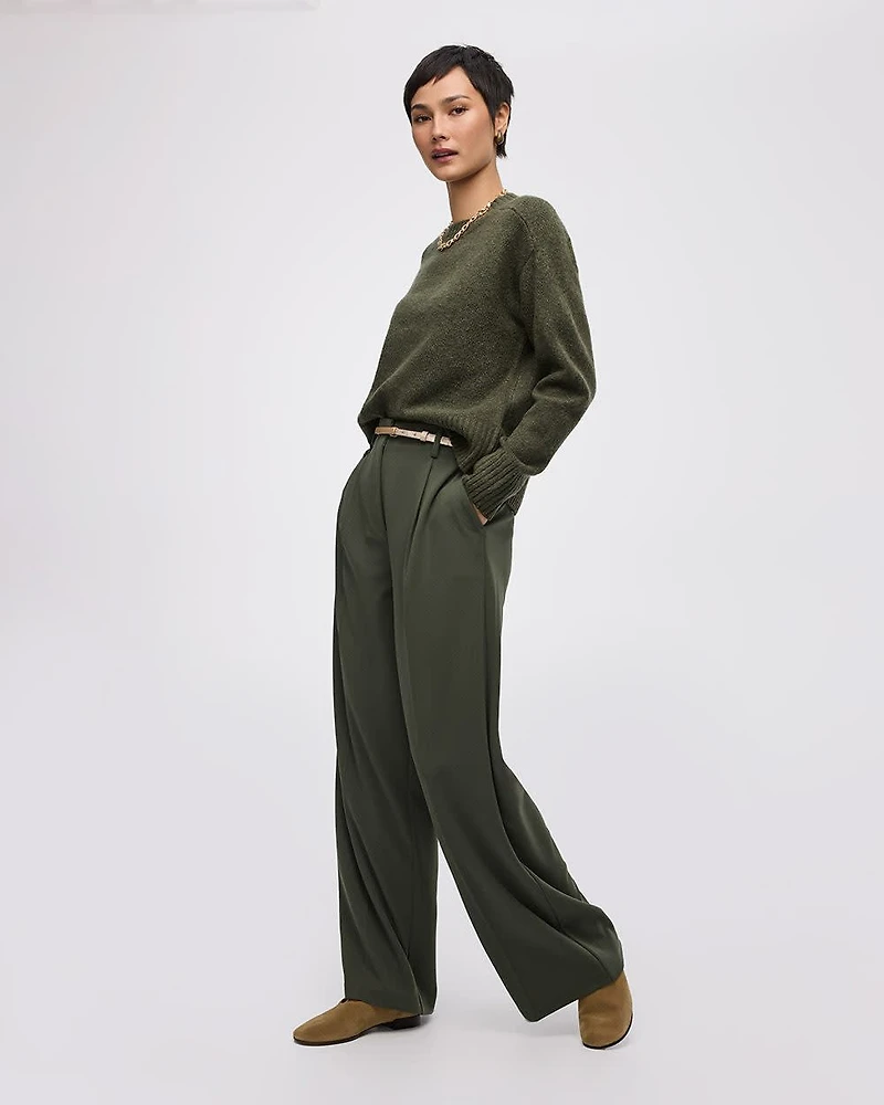 Wide-Leg High-Rise Crepe Pants