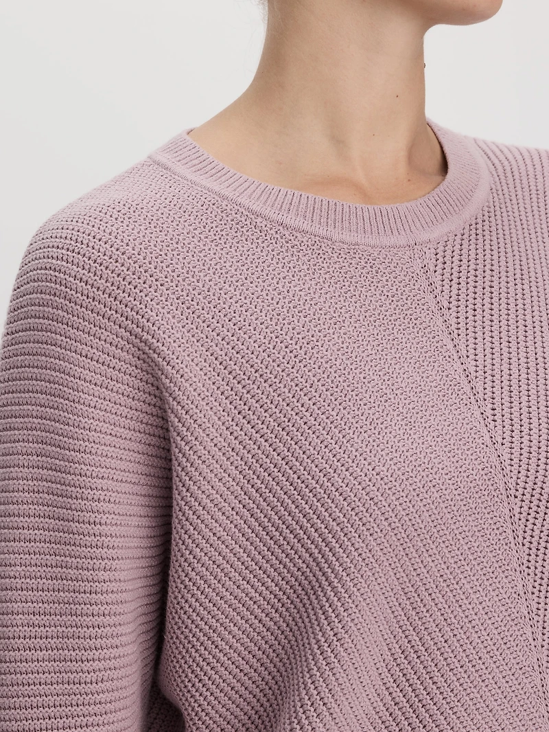 Pull à manches longues dolman et col rond