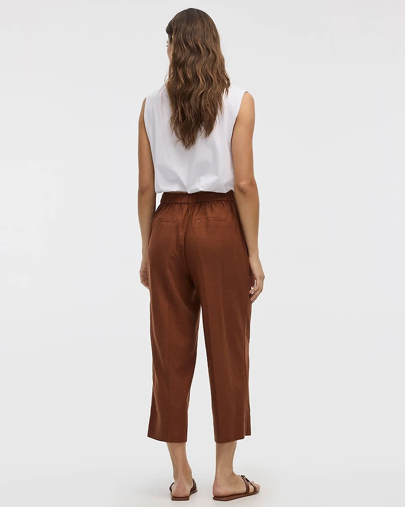 Cropped Wide-Leg Linen-Blend Pant