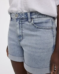 Mid-Rise Denim Shorts with Rolled Hem