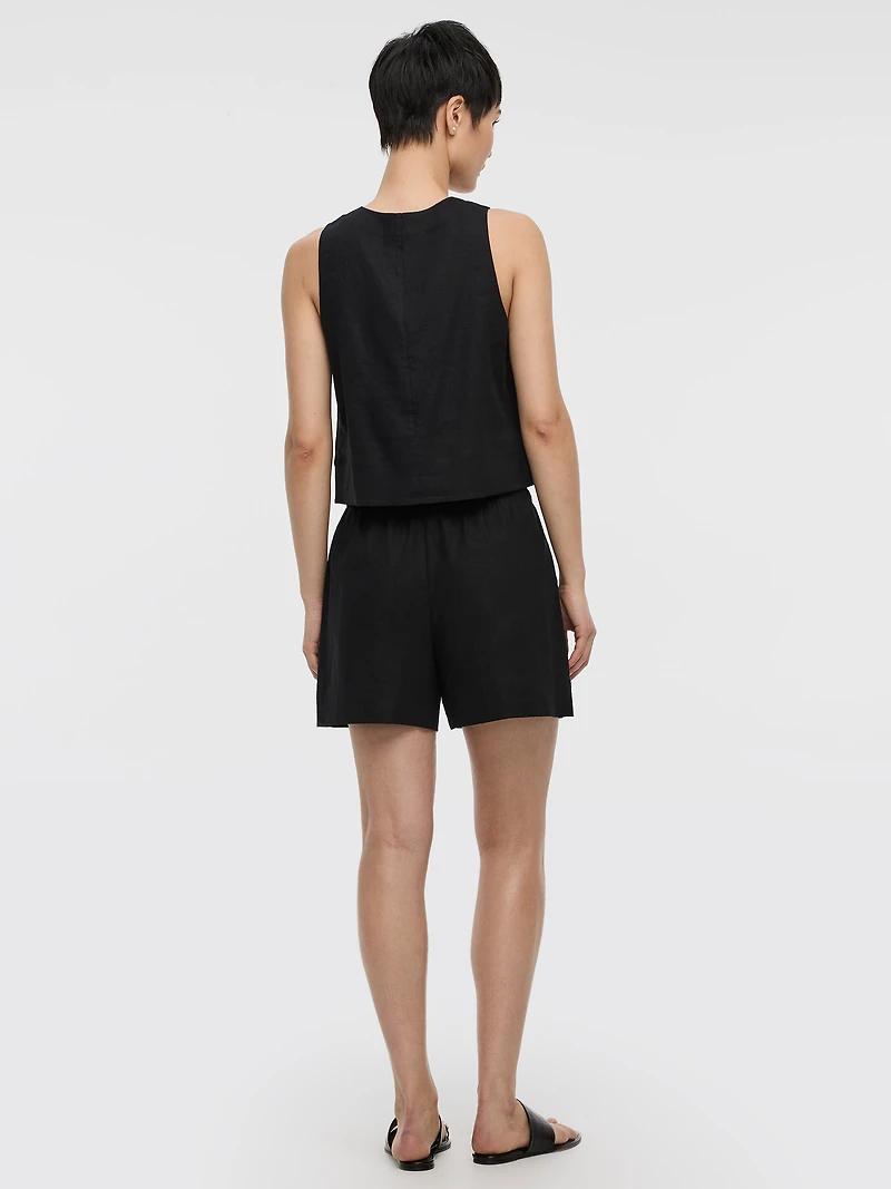 Linen-Blend Shorts with Elastic Waistband