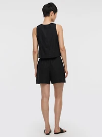 Linen-Blend Shorts with Elastic Waistband