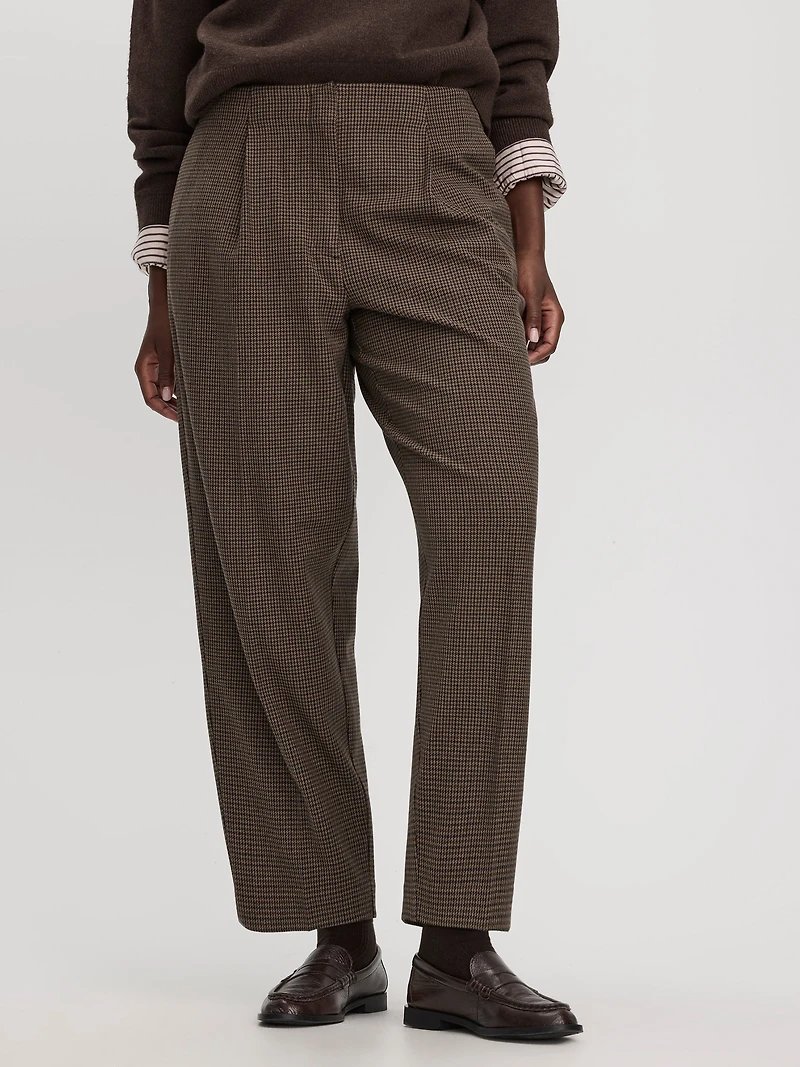 Houndstooth Mid-Rise Barrel Pants - The Timeless Curvy Fit