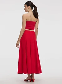 Jupe Midi en Lin à Coupe Taille Haute