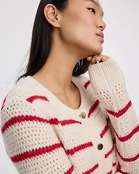 Long-Sleeve Crew-Neck Fitted Cardigan