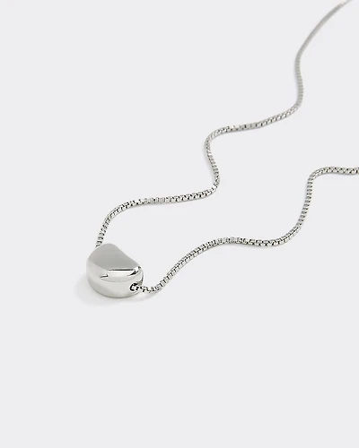 Stainless Steel Short Necklace with Half-Moon Pendant