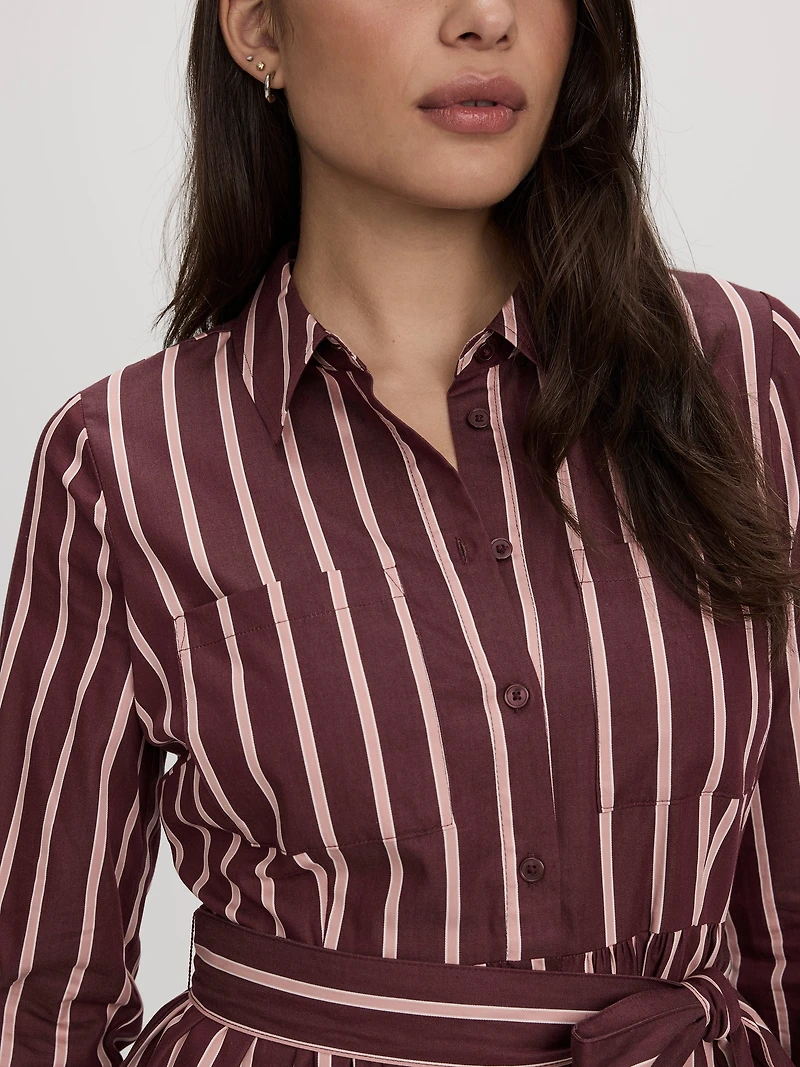 Long-Sleeve Midi Shirtdress