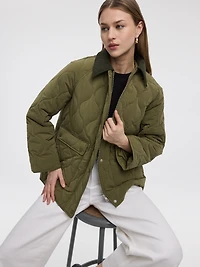 Veste matelassée avec col en velours côtelé