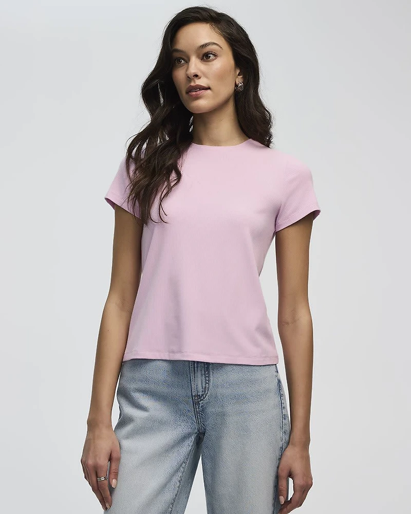 T-shirt côtelé et ajusté à col rond - R Essentials