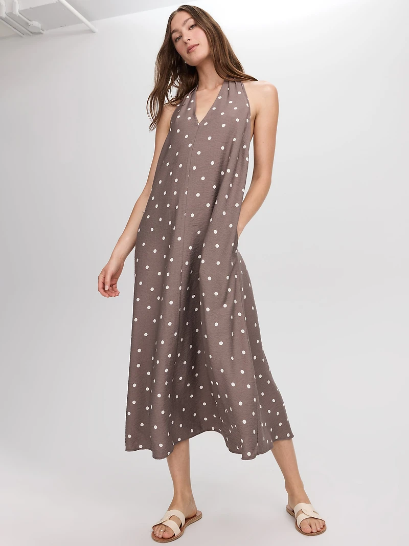 Sleeveless Halter-Neck Maxi Dress