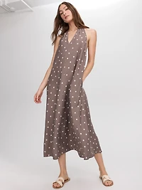 Sleeveless Halter-Neck Maxi Dress