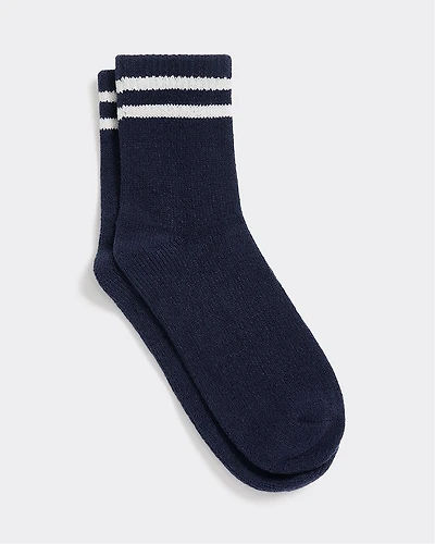 Anklet Winter Socks with Striped Hem