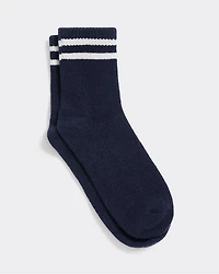 Anklet Winter Socks with Striped Hem
