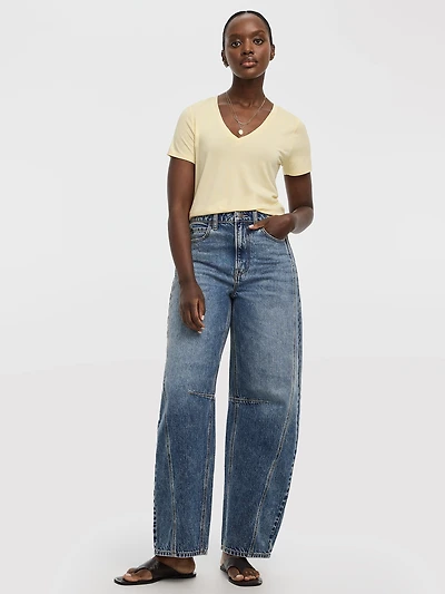 Pantalon taille mi-haute à jambe ballon